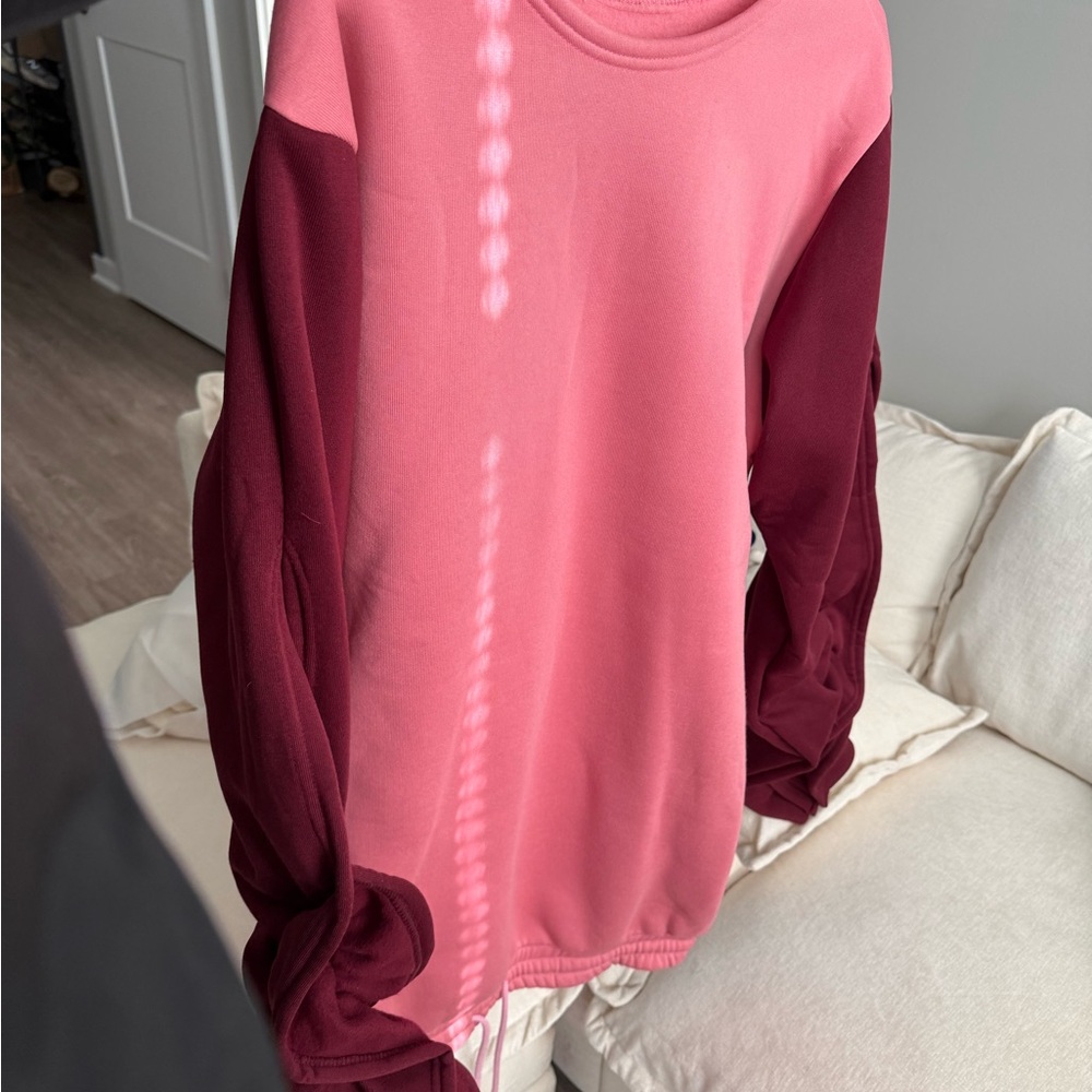 Women's Pink and Burgundy Long Sleeve Dress - Picture 2 of 4